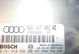 Блок управления двигателем 0281010496 audi a6 2.5 4b0907401ae immo off