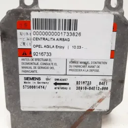 9216733 блок управления AirBag (SRS) Opel Agila A 2003